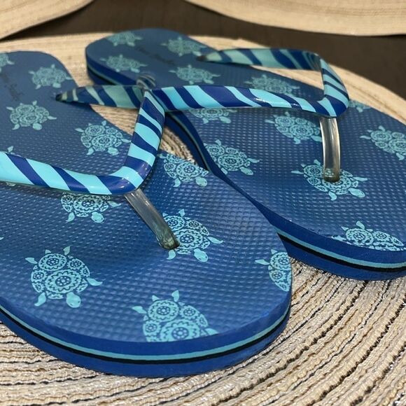 Vera Bradley Blue Flip Flop Sandals sz 7-8 - Picture 3 of 8